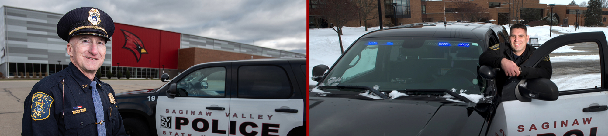 An officer standing next to car